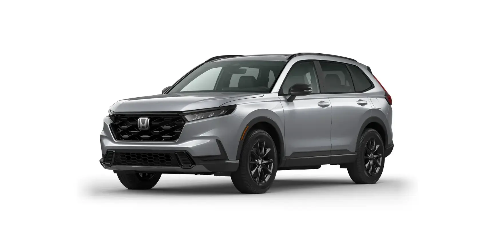 Silver Honda CR-V SUV shown in a front three-quarter view