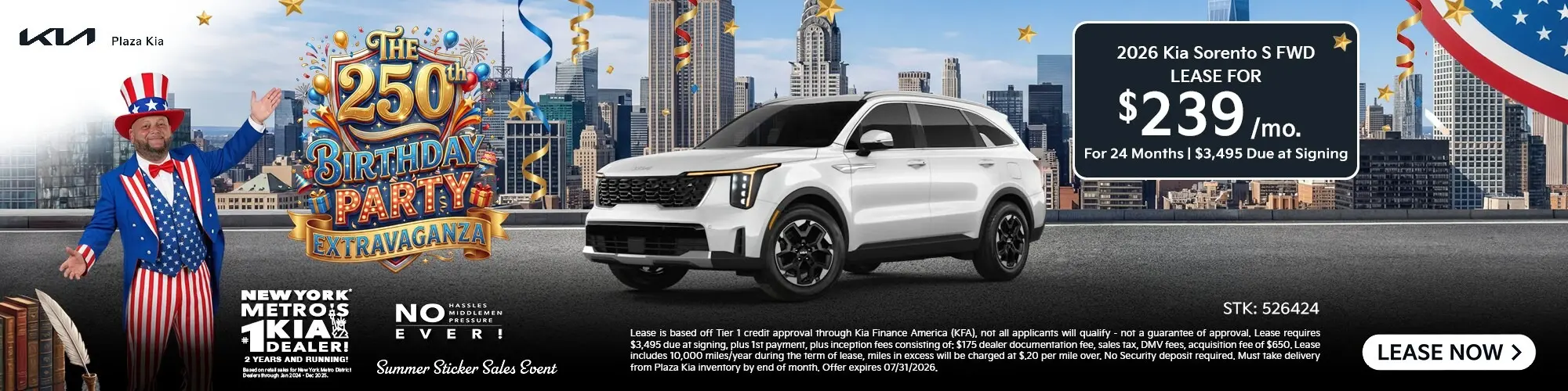 2026 Kia Sorento S FWD Lease
