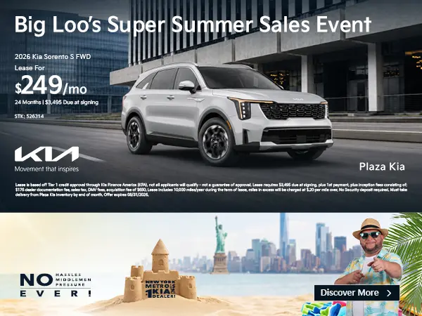 2026 Kia Sorento S FWD Lease - Aug 2026