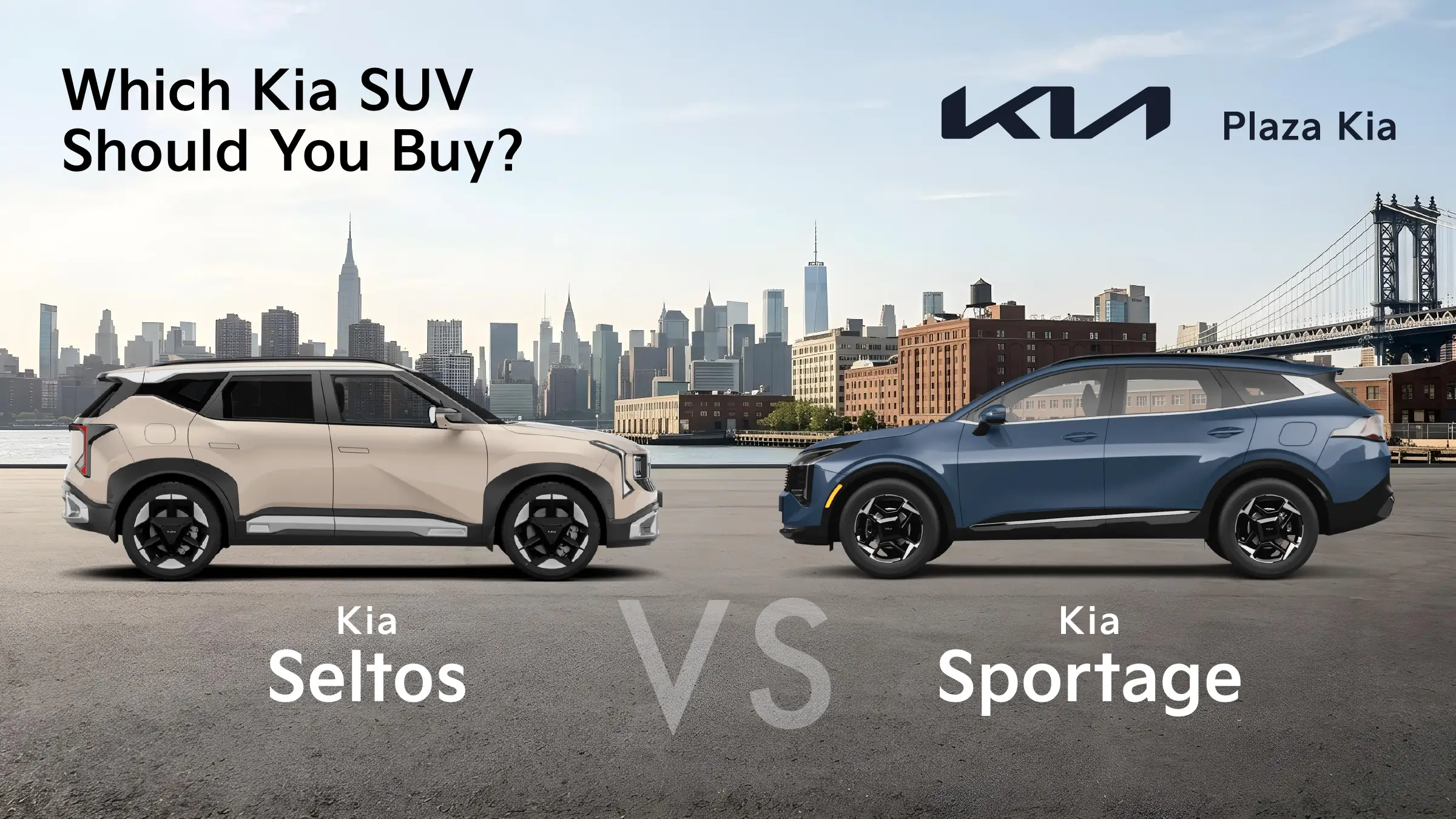 Kia Seltos and Kia Sportage side by side in Brooklyn, NY, Which Kia SUV Should You Buy?