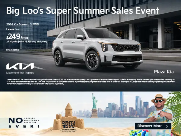 2026 Kia Sorento S FWD Lease - Aug 2026