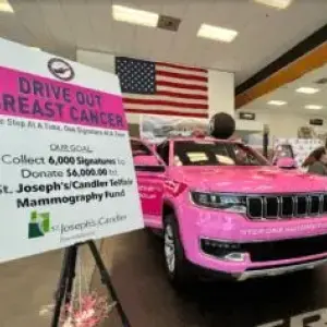 Pink Wagoneer for Paint the Town Pink Fundraising Campaign