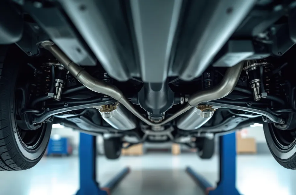Vehicle undercarriage inspection at Step One Motorsports service center