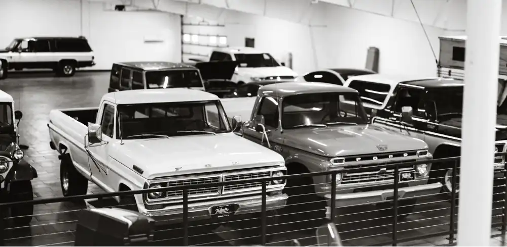 Classic Ford trucks and vehicles on display at Tailgate Motor Co.