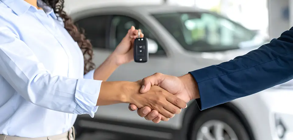 Customer shaking hands after buying a used vehicle at Ultimate Autos in Mesa, AZ