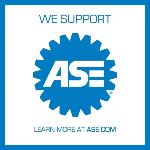 ASE certification logo with “We Support ASE” message