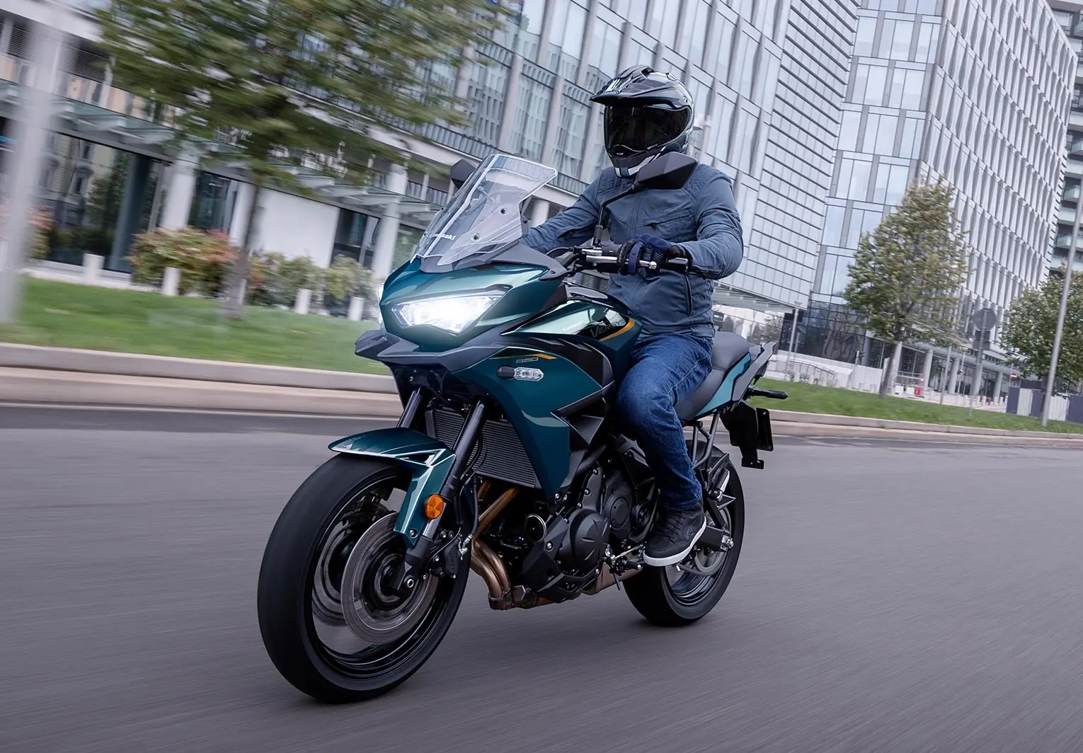 person riding a kawasaki versys 650