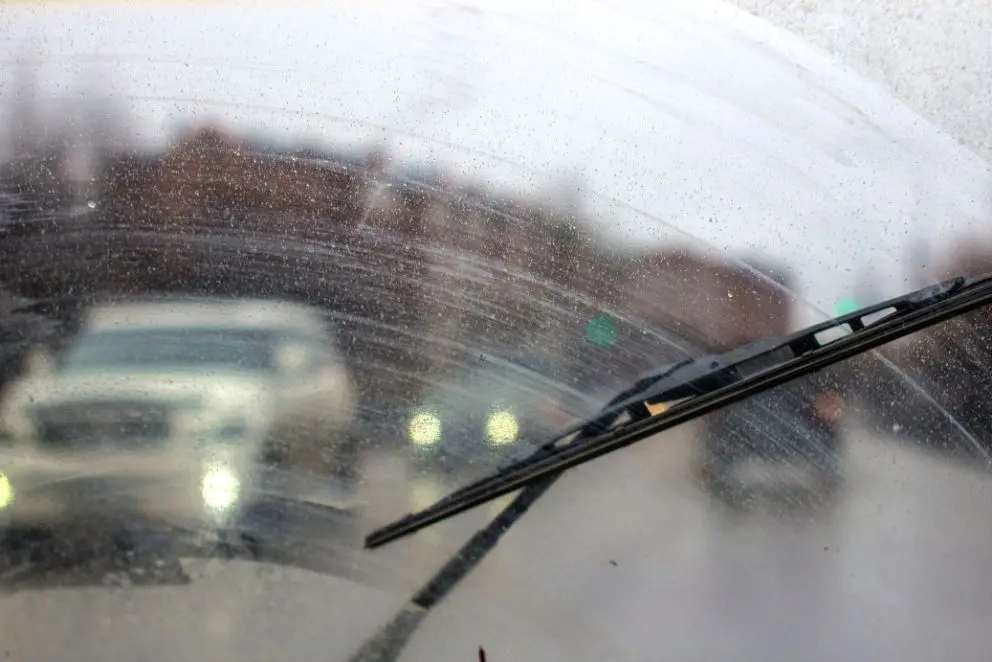 RV Windshield Wipers on Dirty Windshield