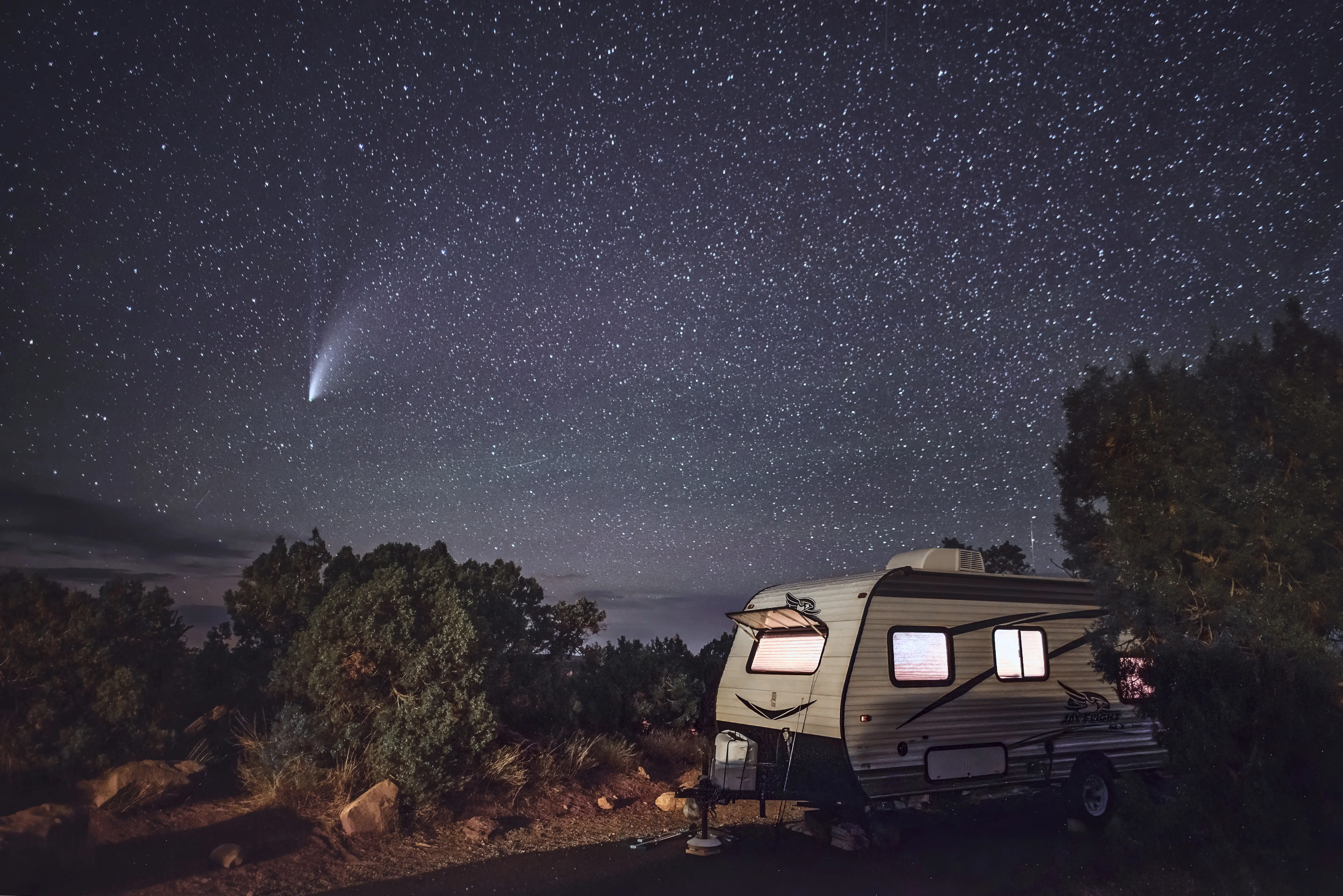Camper Under a Starry Night