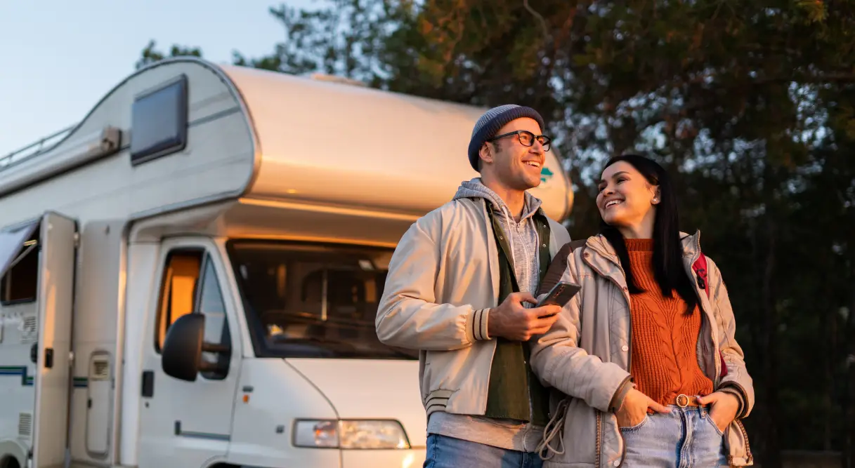 Couple enjoying their RV adventure