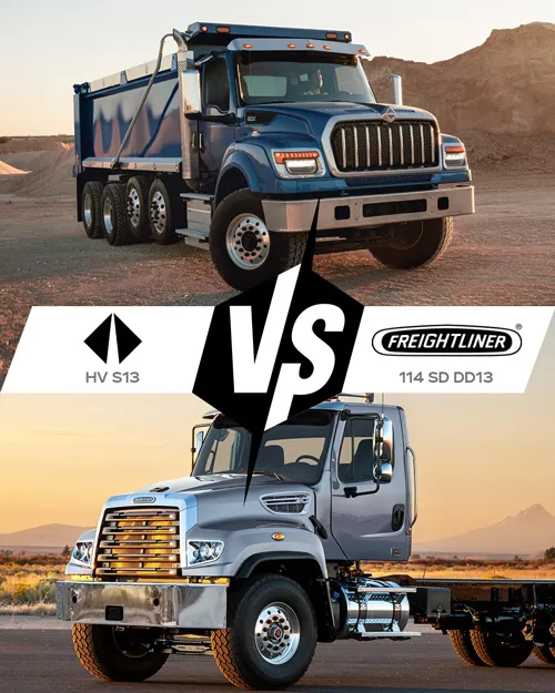 Freightliner 114 SD with DD13 vs. International HV with S13 Graphic