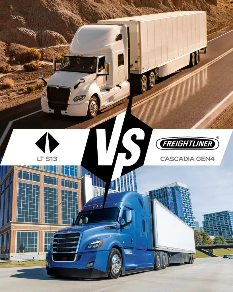 Freightliner Cascadia with DD13 vs. International LT with S13 Graphic