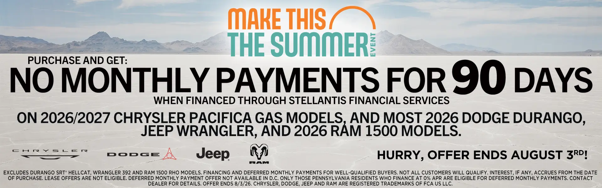 No Payments for 90 days on select new vehicles