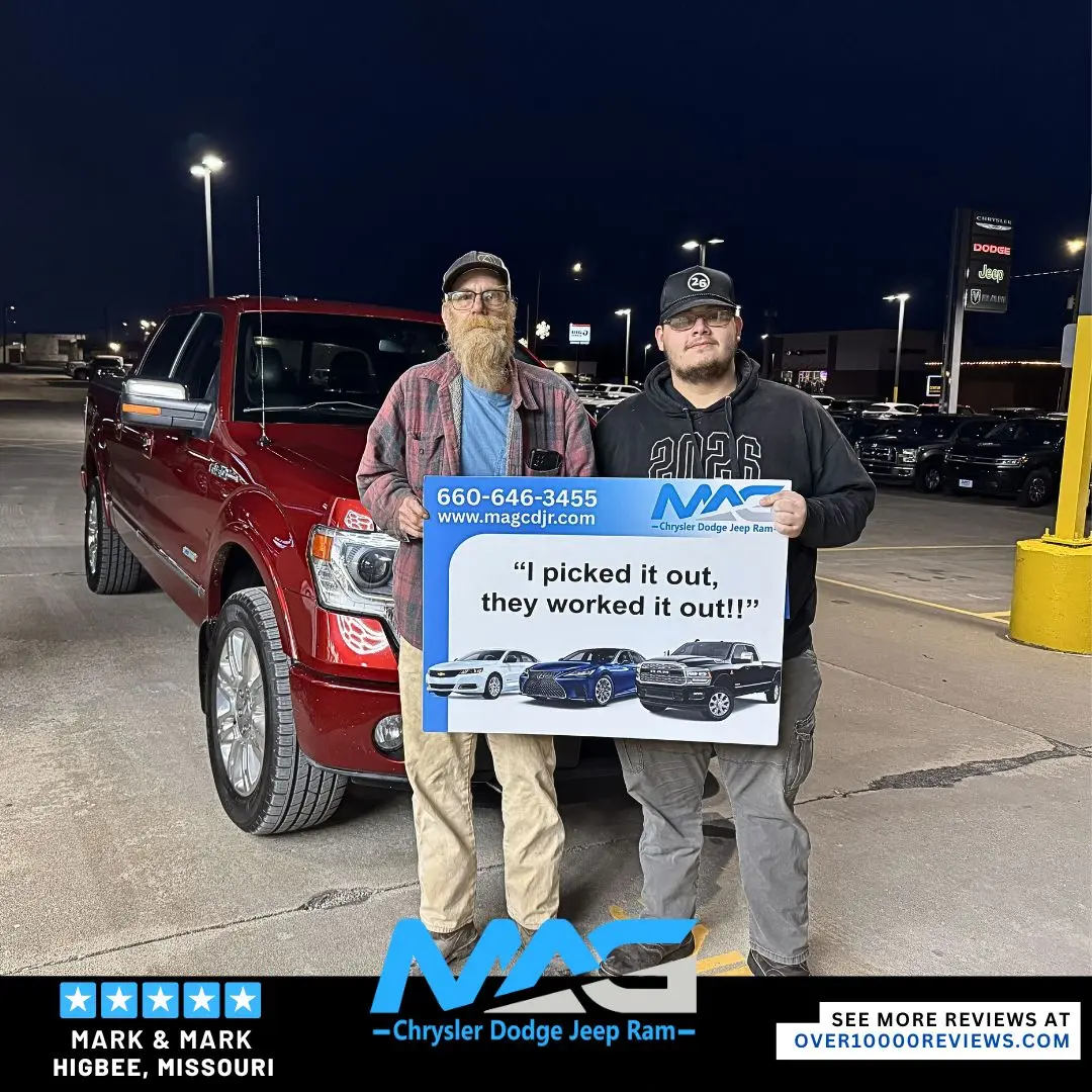 Smiling MAG CDJR customer featured in a testimonial about excellent car buying experience