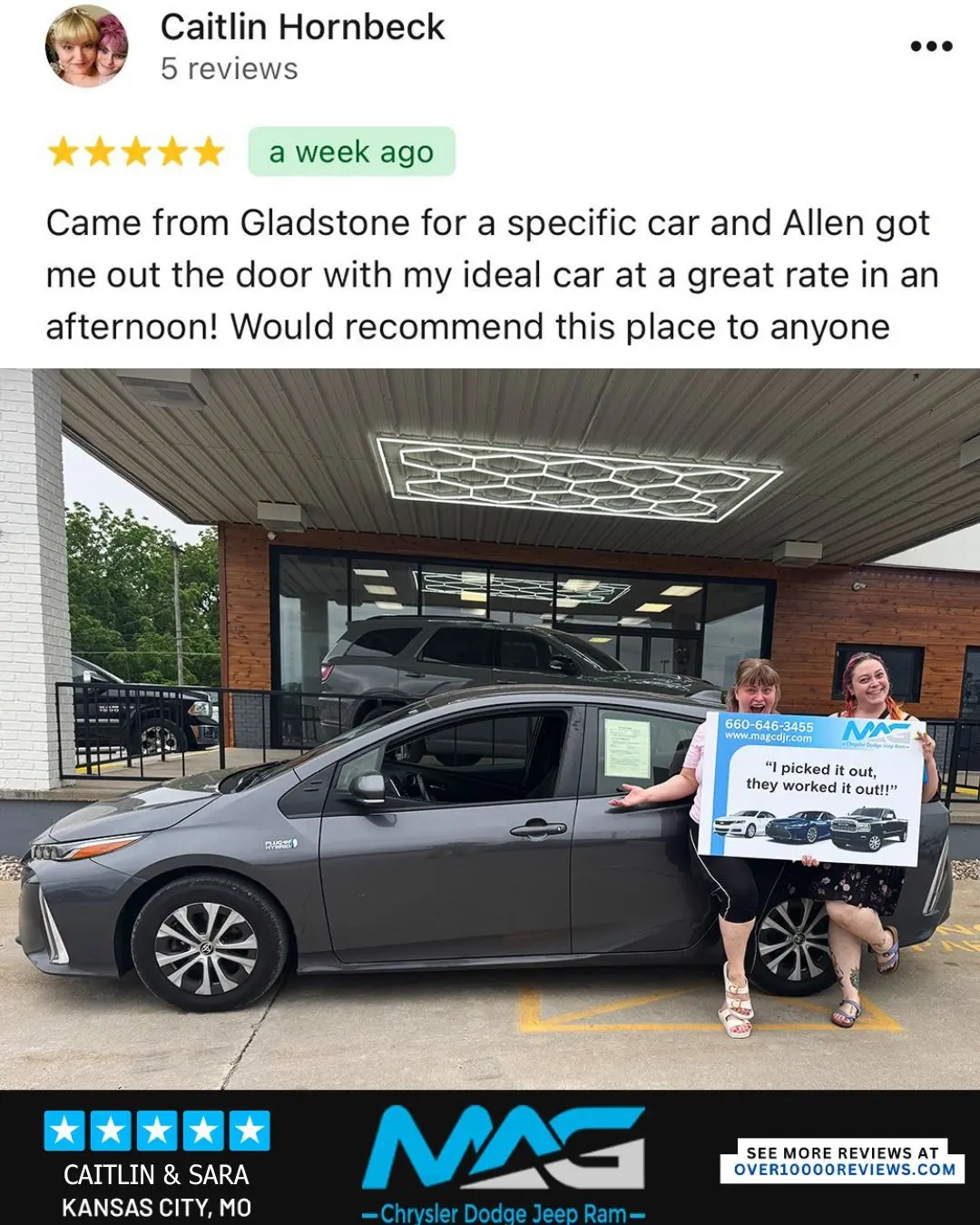 Smiling MAG CDJR customer featured in a testimonial about excellent car buying experience