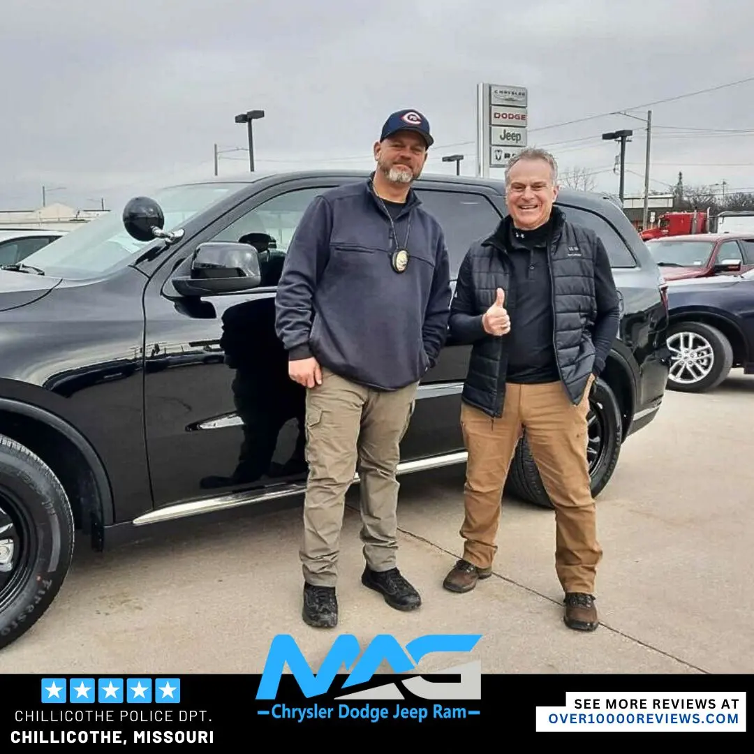 Smiling MAG CDJR customer featured in a testimonial about excellent car buying experience