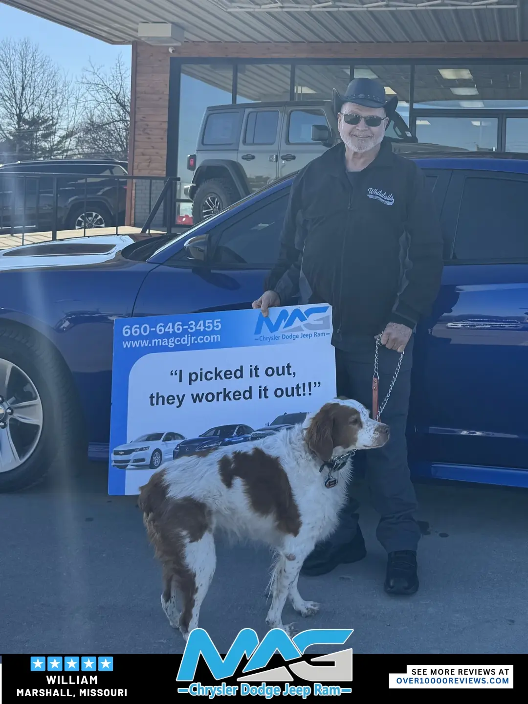 Smiling MAG CDJR customer featured in a testimonial about excellent car buying experience