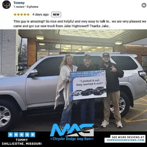 Testimonial from Tommy from Chillicothe, MO to MAG CDJR