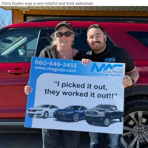 Testimonial from Frankie from Marceline, MO to MAG CDJR