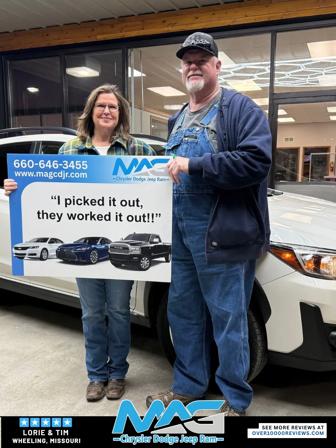 Smiling MAG CDJR customer featured in a testimonial about excellent car buying experience