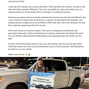 Testimonial from Dalton from Lee’s Summit, MO to MAG CDJR