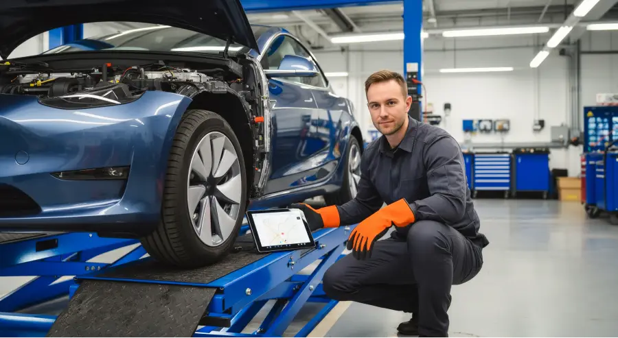 Technician running computerized electrical diagnostics on a vehicle at Yes! Automotive in Fort Wayne, IN