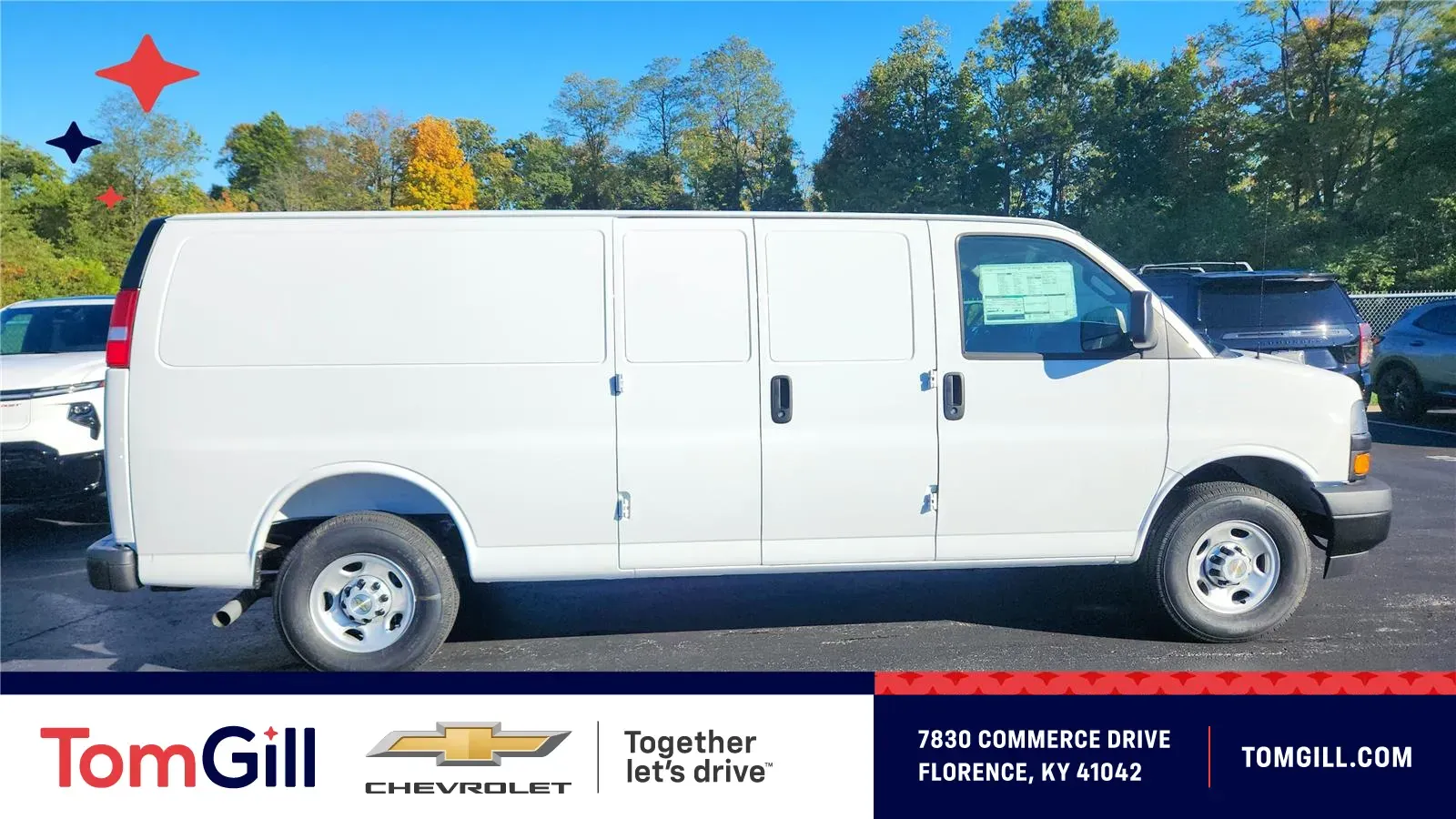 White 2025 Chevrolet Express Cargo Van RWD 2500 155 for sale in Florence, KY