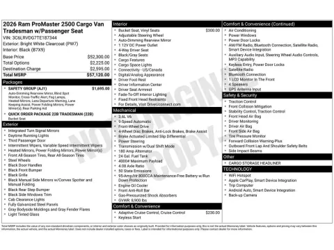More photos of 2026 Ram ProMaster Cargo Van Tradesman at Woody Folsom CDJR of Baxley, GA