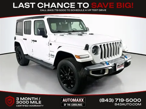 White 2022 Jeep Wrangler Unlimited Sahara 4xe for sale in Summerville, SC