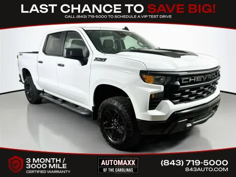 White 2025 Chevrolet Silverado 1500 Custom Trail Boss for sale in Summerville, SC