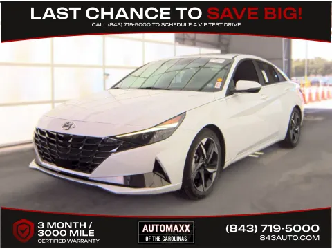 White 2021 Hyundai Elantra Limited for sale in Summerville, SC