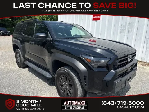 Black 2025 Toyota 4Runner SR5 for sale in Summerville, SC