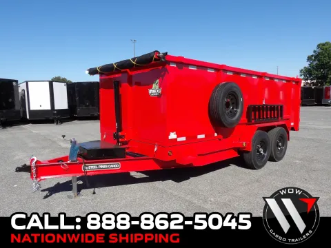 Red 2026 Steel Pines Cargo 7X16 Dump 7K for sale in Cochran, GA