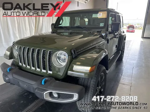 Green 2022 Jeep Wrangler Unlimited Sahara 4xe for sale in Branson West, MO