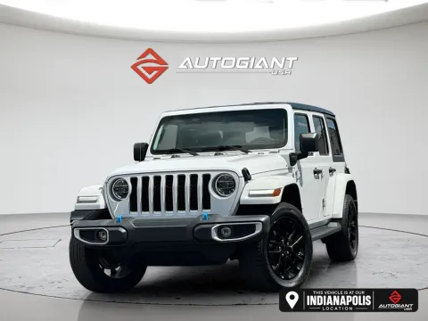White 2022 Jeep Wrangler Unlimited Sahara 4xe for sale in Indianapolis, IN
