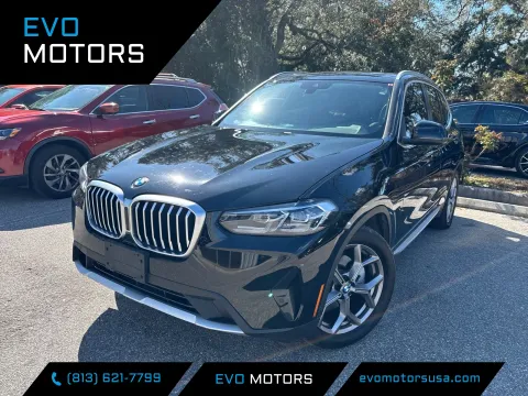 Black 2022 BMW X3 w/CONVENIENCE PKG. PANO SUNROOF sDrive30i for sale in Seffner, FL