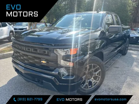Black 2022 Chevrolet Silverado 1500 Custom Extended Cab w/WHEELS & LEATHER for sale in Seffner, FL