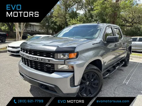 Blue 2019 Chevrolet Silverado 1500 Custom Crew Cab V8 W/20IN WHEELS for sale in Seffner, FL