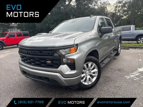 Gray 2023 Chevrolet Silverado 1500 Custom Crew Cab Short Bed 1CX for sale in Seffner, FL