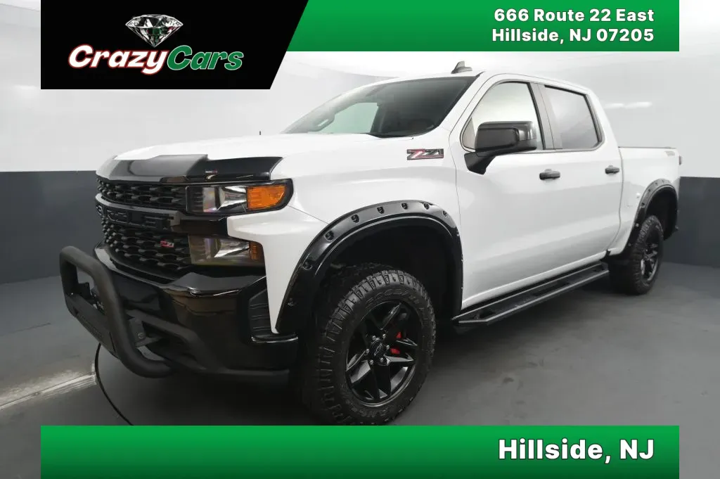 White 2021 Chevrolet Silverado 1500 Crew Cab Custom Trail Boss Pickup 4D 5 3/4 ft for sale in Hillside, NJ
