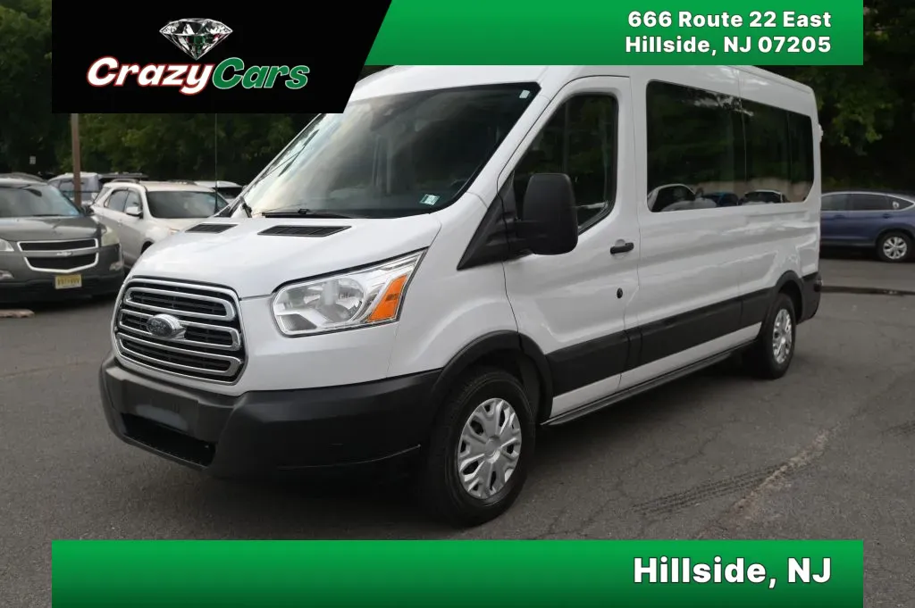 White 2019 Ford Transit 350 Wagon XLT w/Medium Roof w/Sliding Side Door Van 3D for sale in Hillside, NJ