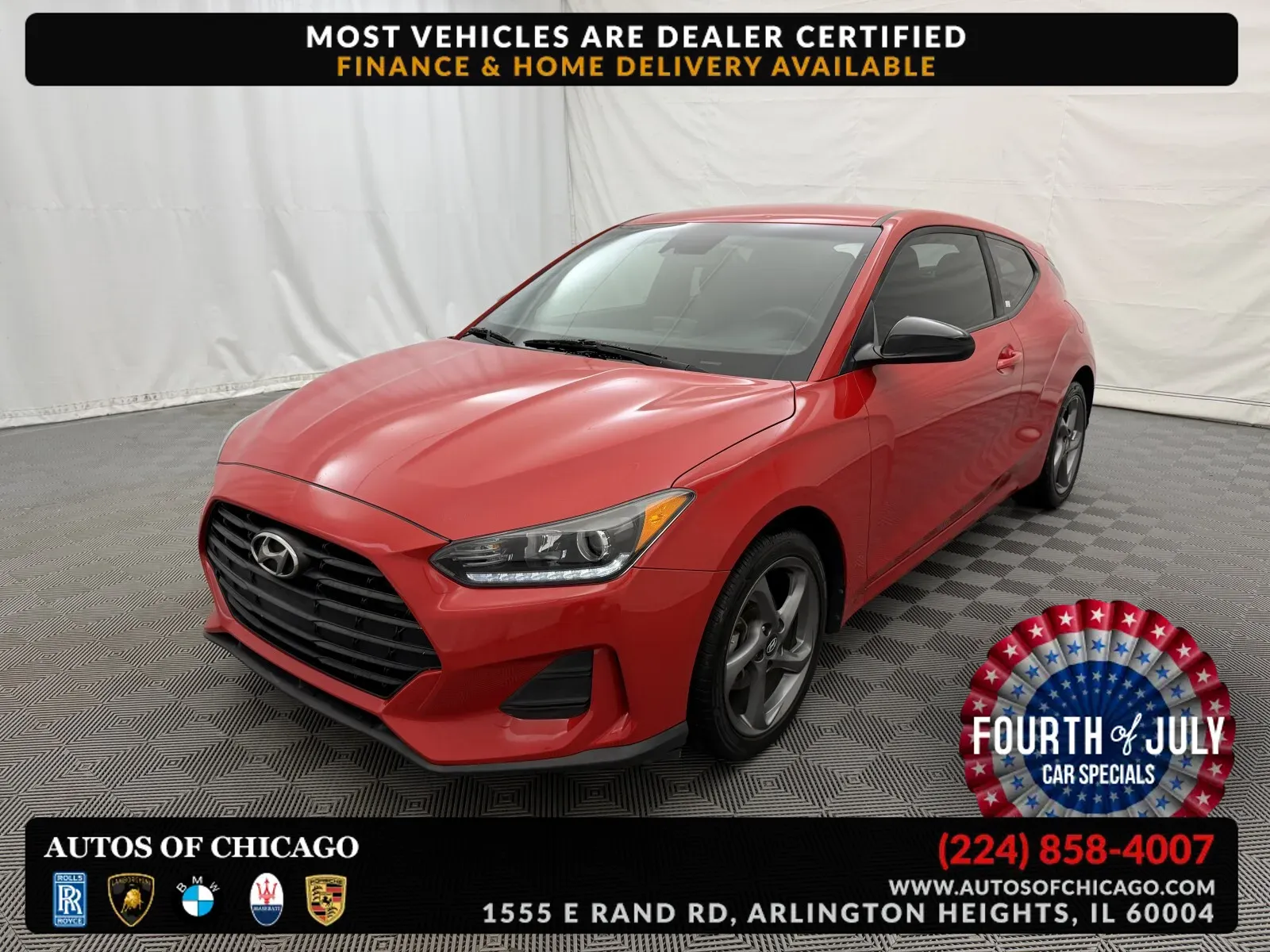 Red 2019 Hyundai Veloster 2.0 for sale in Arlington Heights, IL