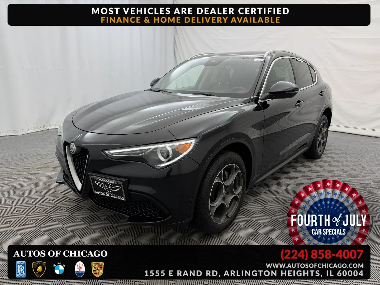 Black 2018 Alfa Romeo Stelvio for sale in Arlington Heights, IL