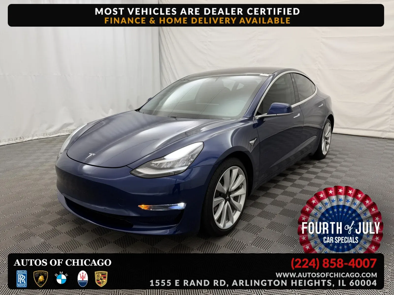 Blue 2018 Tesla Model 3 Long Range Battery for sale in Arlington Heights, IL