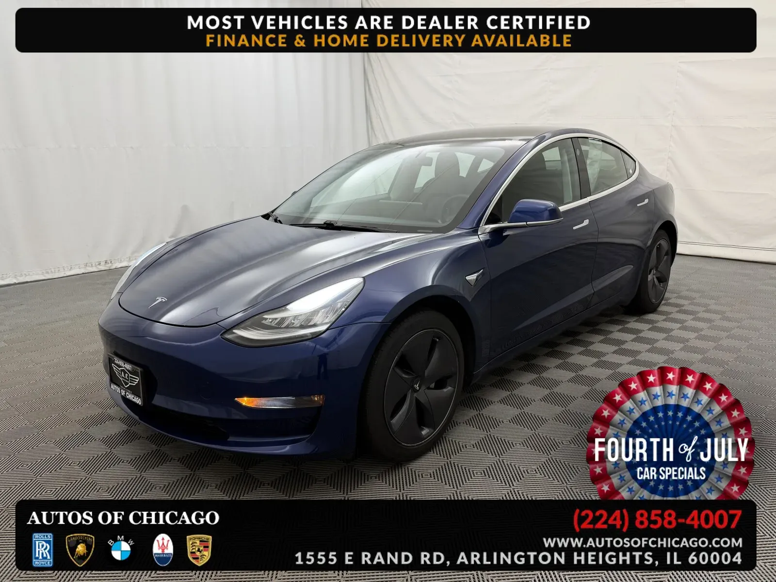 Blue 2019 Tesla Model 3 Long Range for sale in Arlington Heights, IL