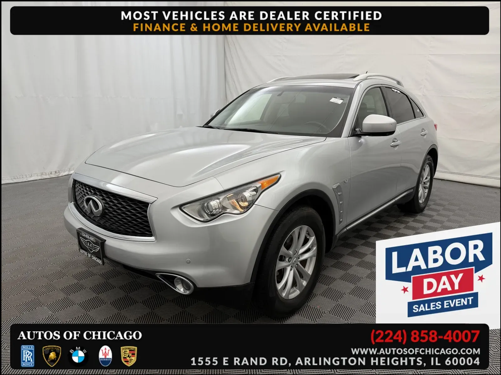 Silver 2017 INFINITI QX70 for sale in Arlington Heights, IL