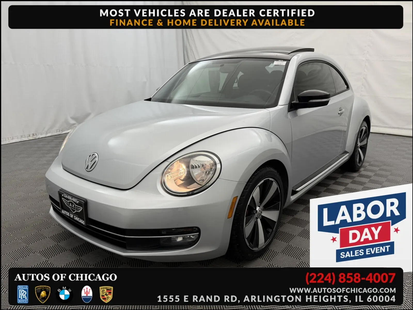 Silver 2013 Volkswagen Beetle Coupe 2.0T Turbo Fender Edition for sale in Arlington Heights, IL