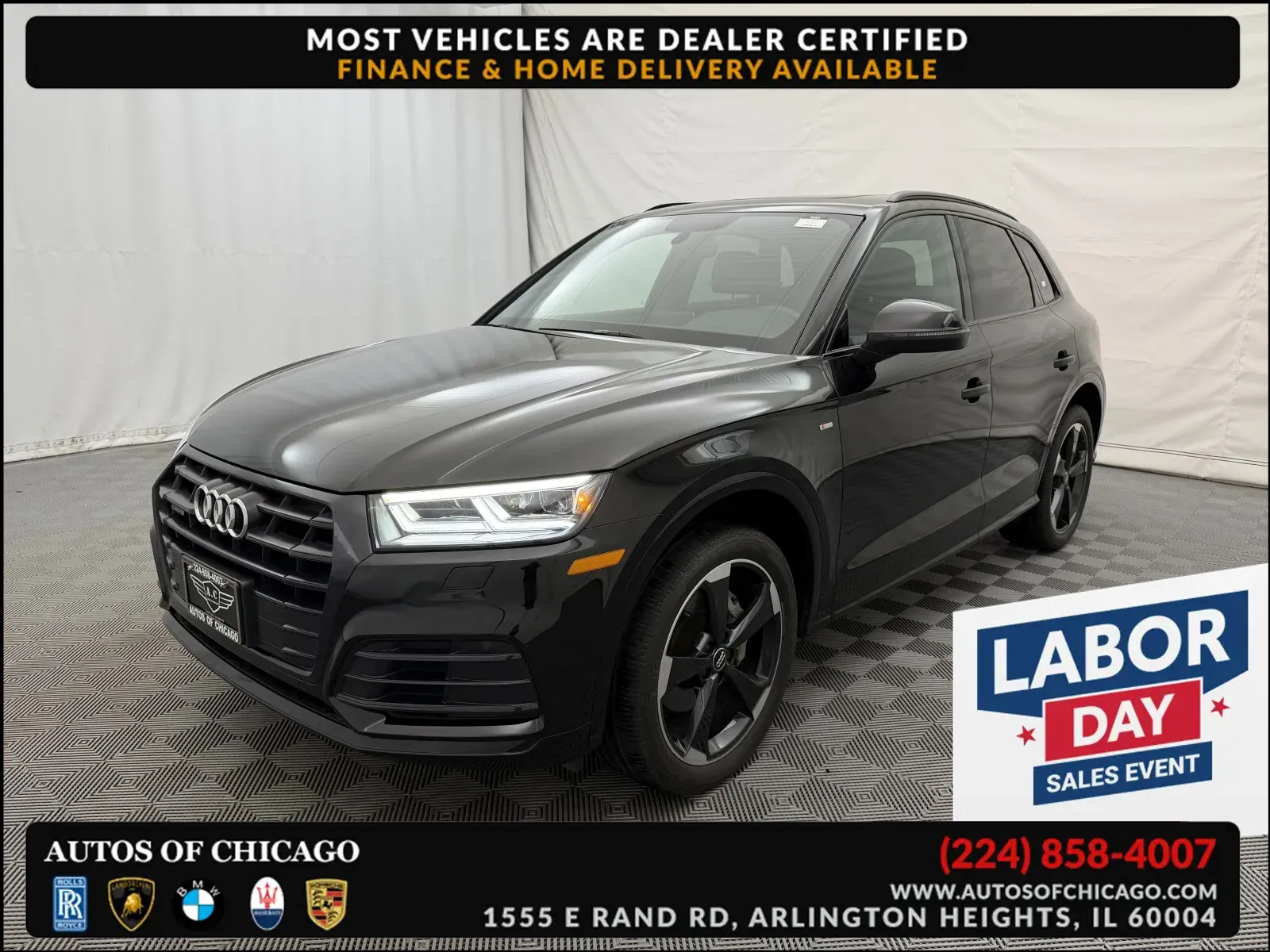 Black 2019 Audi Q5 quattro Progressiv 45 TFSI for sale in Arlington Heights, IL