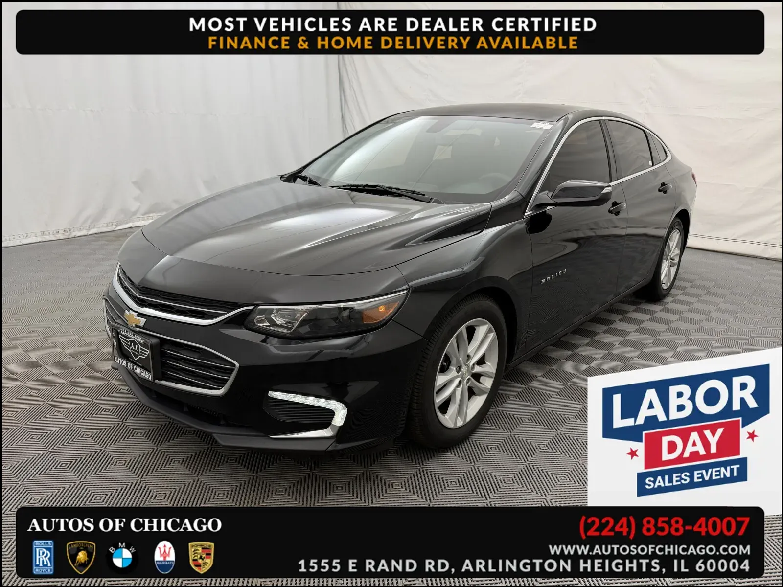 Black 2017 Chevrolet Malibu LT for sale in Arlington Heights, IL