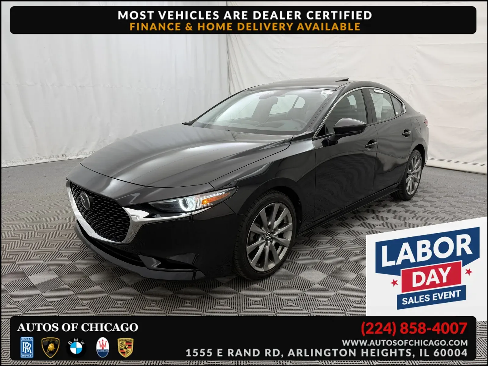 Black 2021 Mazda Mazda3 Sedan Premium for sale in Arlington Heights, IL